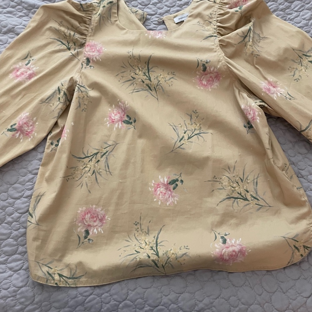 Rebecca Taylor Beige Floral Kids Blouse